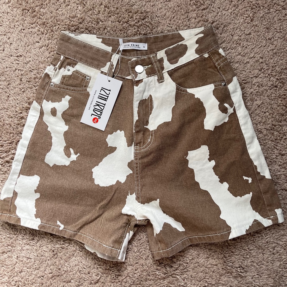 12th tribe cow print shorts
